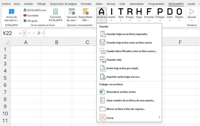 EXCELeINFO Add-in en Excel