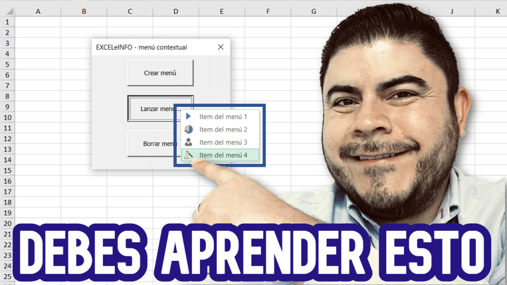 Lanzar menú contextual al presionar un botón en Excel usando VBA y macros
