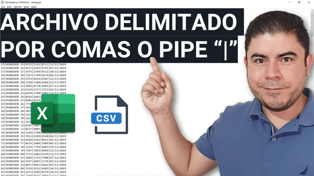 Guardar archivo de Excel en CSV delimitado por comas, barra vertical pipes