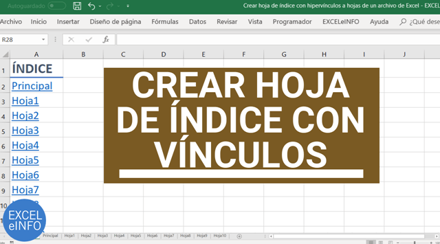 Crear hoja de índice con hipervínculos a hojas de un archivo de Excel