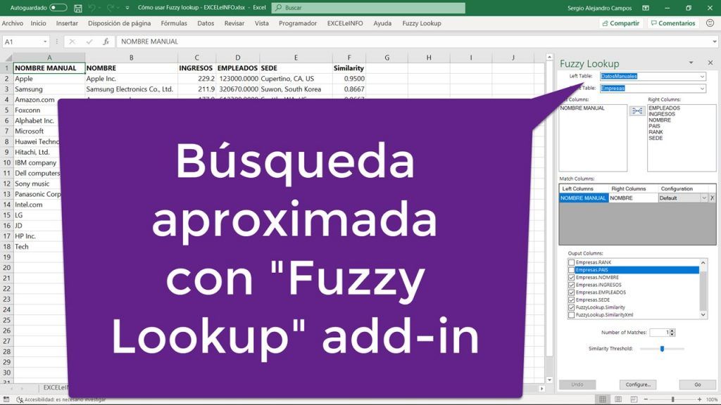 Cómo usar el add-in Fuzzy Lookup para Excel