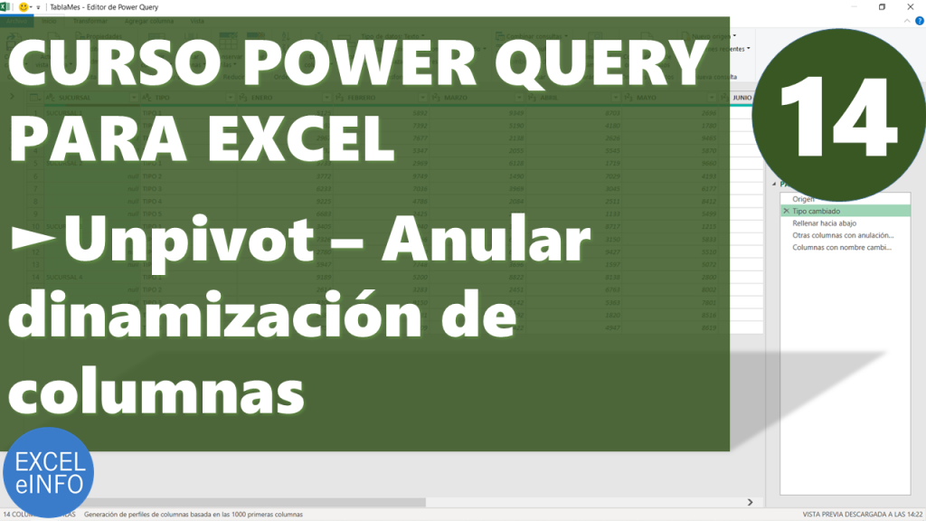 Power Query para Excel - Cap. 14 - Unpivot - Anular dinamización de columnas