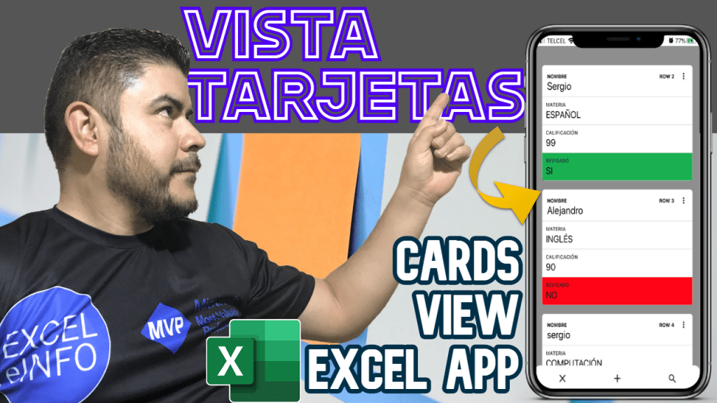 Vista tarjetas en Excel para iPhone y teléfonos Android