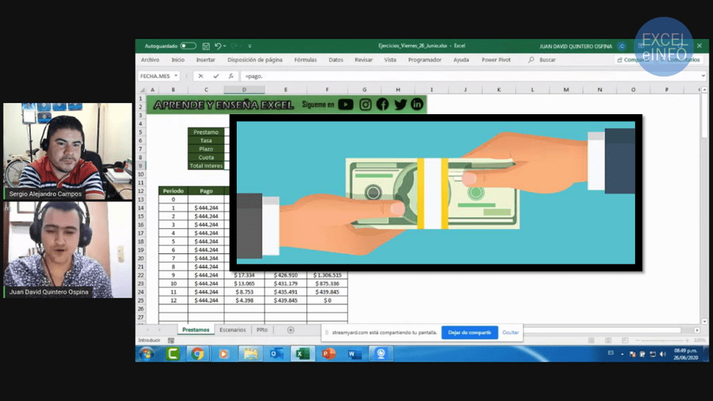 Cómo crear una Tabla de amortización en Excel con Juan David Quintero