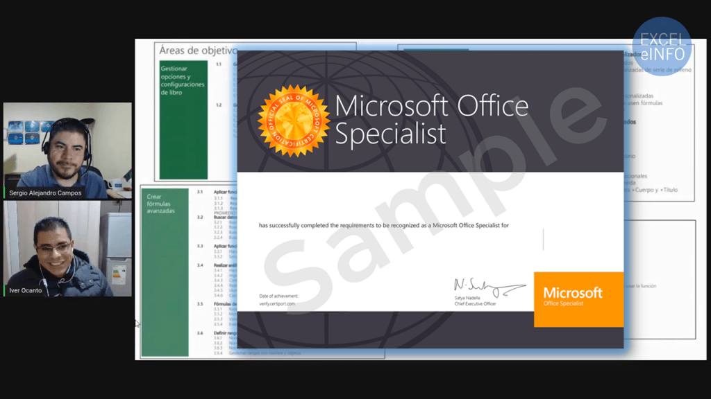 Certificación Microsoft Office Specialis (MOS) Excel, Word, PowerPoint, Access