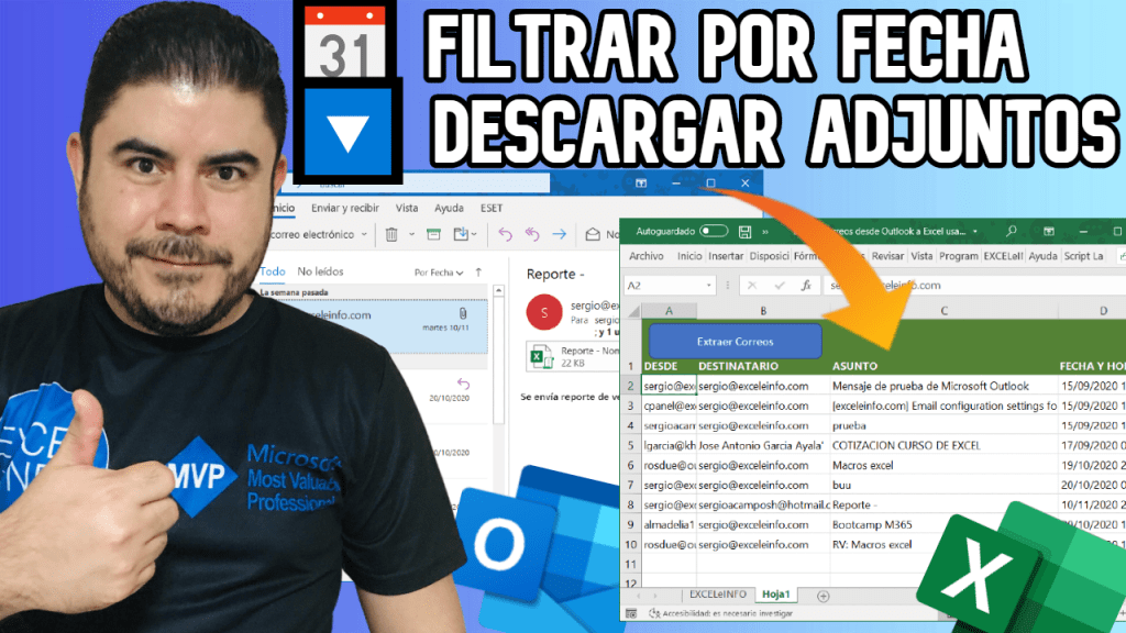 Cómo extraer correos desde Outlook a Excel filtrando por fecha y descargar archivos adjuntos