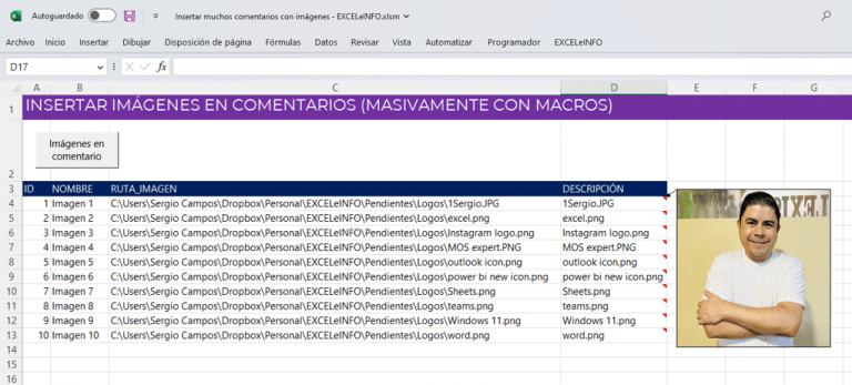 Insertar varios comentarios con imagen en Excel usando macros - Sergio ...