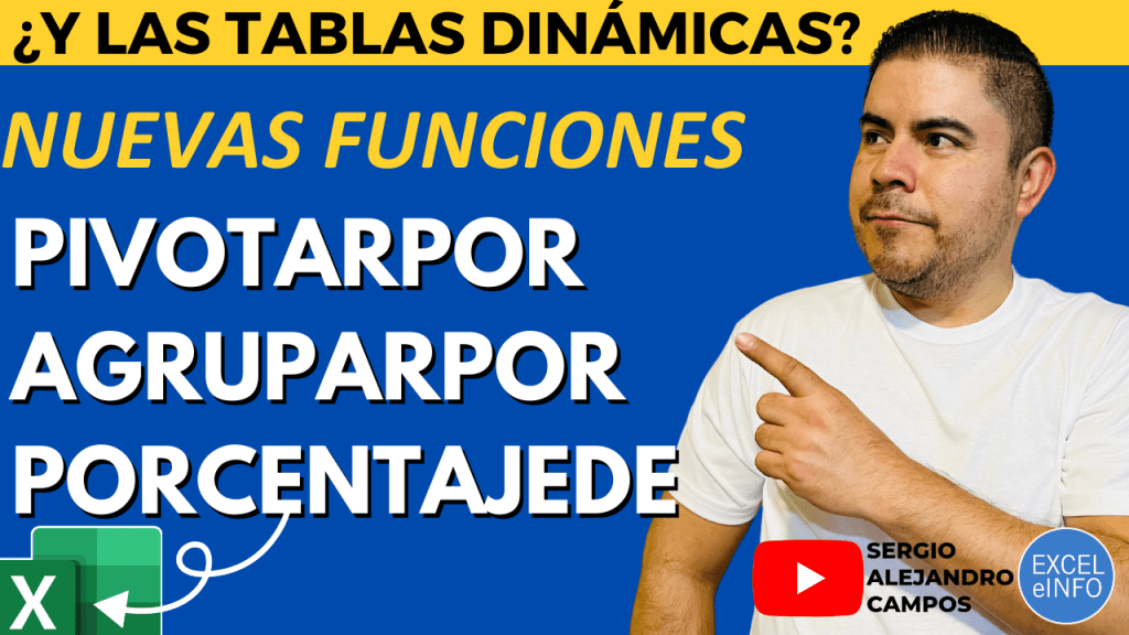 Funciones PIVOTARPOR, AGRUPARPOR y PORCENTAJEDE en excel - exceleinfo