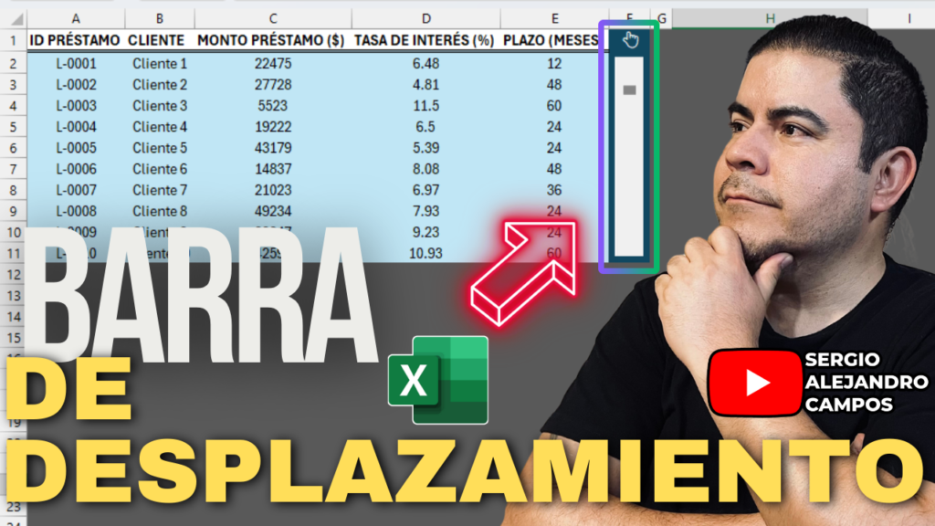 Mostrar 10 elementos usando Barra de desplazamiento y la función DESREF - exceleinfo - deztaca