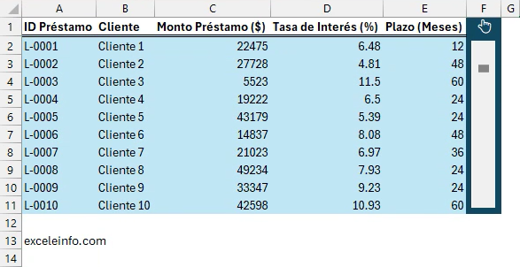 Barra de desplazamiento en Excel - exceleinfo - deztaca