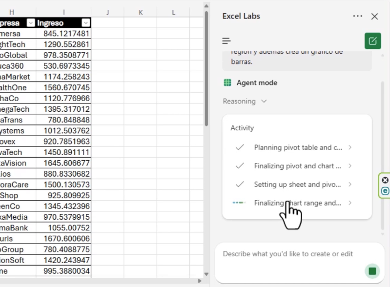 Modo agente en Excel